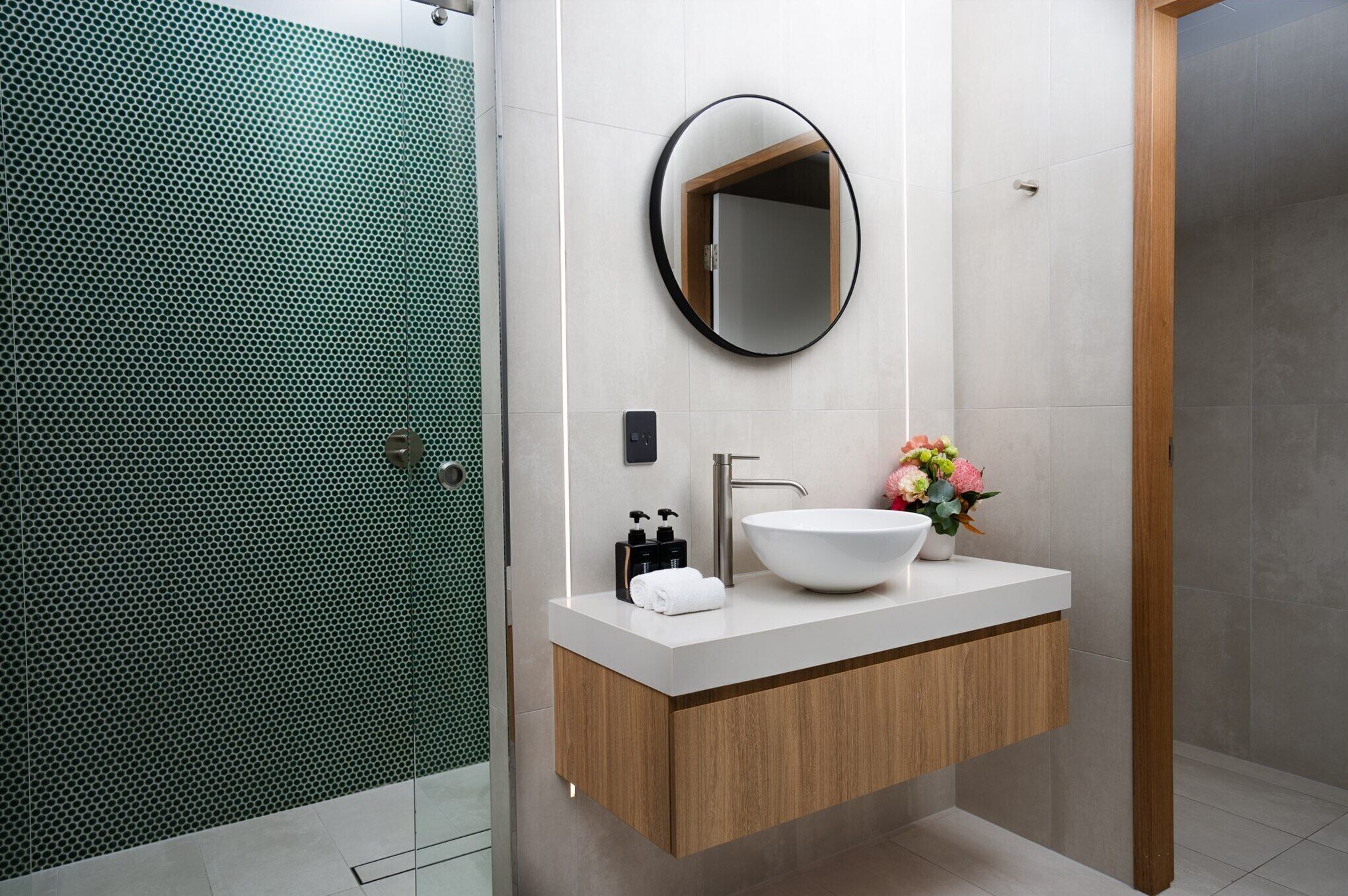 eco-friendly toiletries, hair dryer, bathrobes, slippers