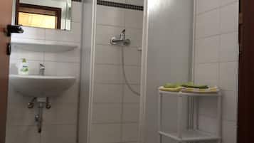 Ducha, secador de pelo, toallas y papel higiénico