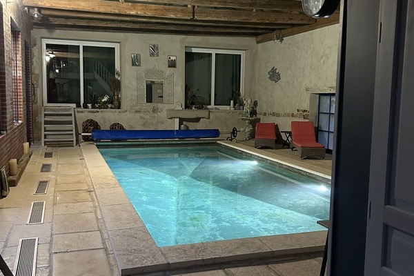 Indoor pool, open 7:30 AM to 8:00 PM, free cabanas, pool umbrellas