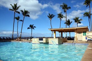 Outdoor pool, a heated pool - Beachside Bliss, Condo Just Steps Away From the Ocean - Sugar Beach #129 (Kihei, Maui)