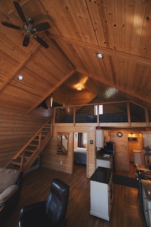 Bear Cabin with Hot tub | Living area - Denali Wild Stay (Healy)