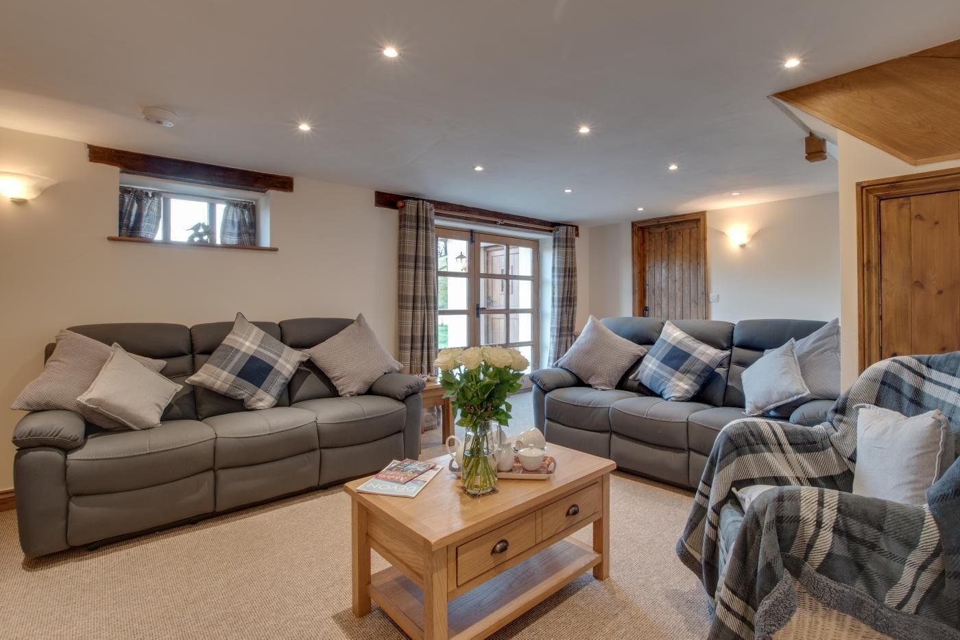 TV, fireplace, books