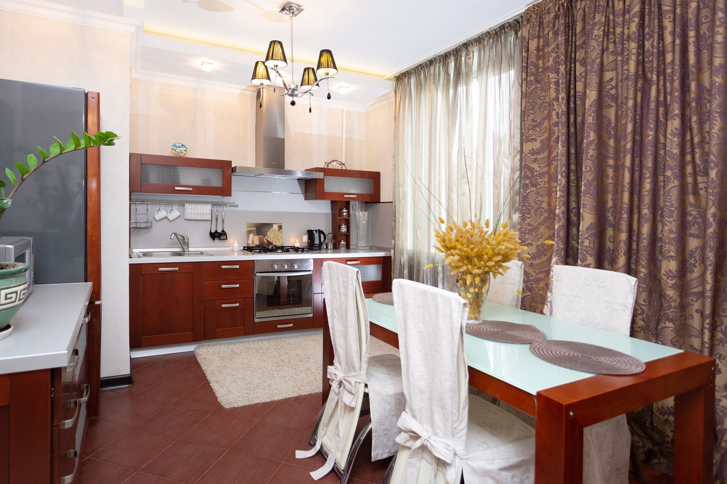 Fridge, microwave, oven, electric kettle