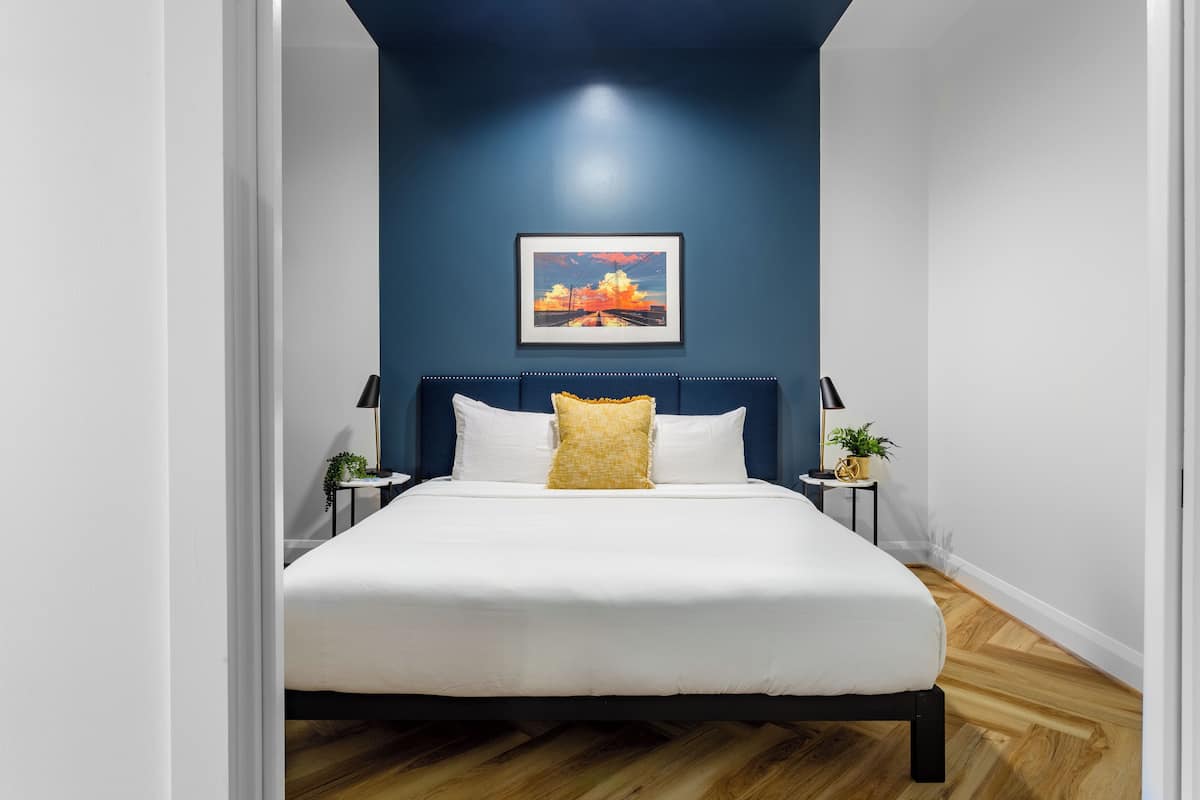 Premium bedding, blackout drapes, iron/ironing board, WiFi (free)