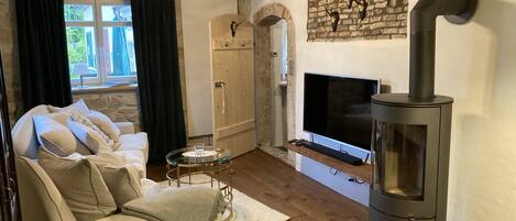 TV connectée, cheminée, chaßne hi-fi