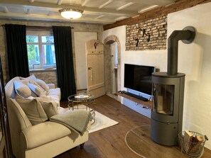 TV connectée, cheminée, chaßne hi-fi