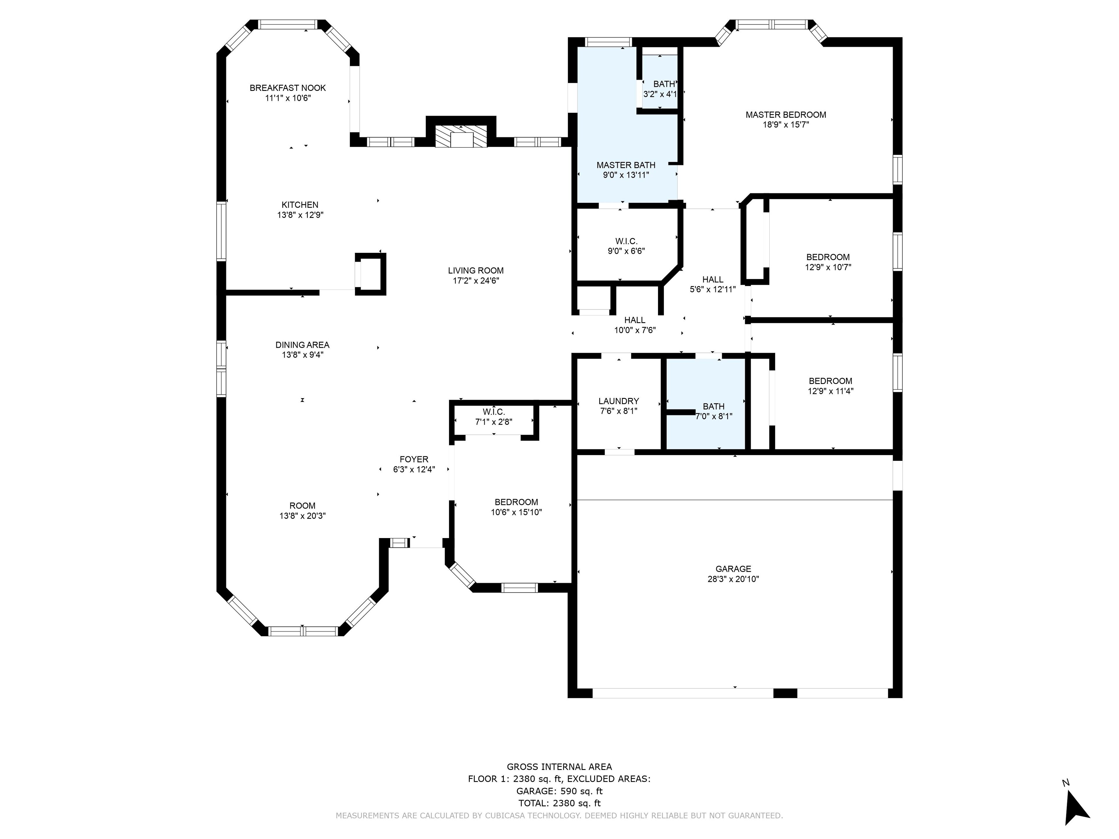 Grundriss eines Hauses mit einer Wohnfläche von insgesamt 2232 Quadratmetern im Erdgeschoss, inklusive einer Garage mit 548 Quadratmetern und einer Gesamtfläche von 342 Quadratmetern.