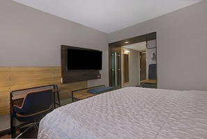 Desk, free WiFi, bed sheets