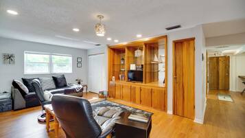 TV, DVD player, books