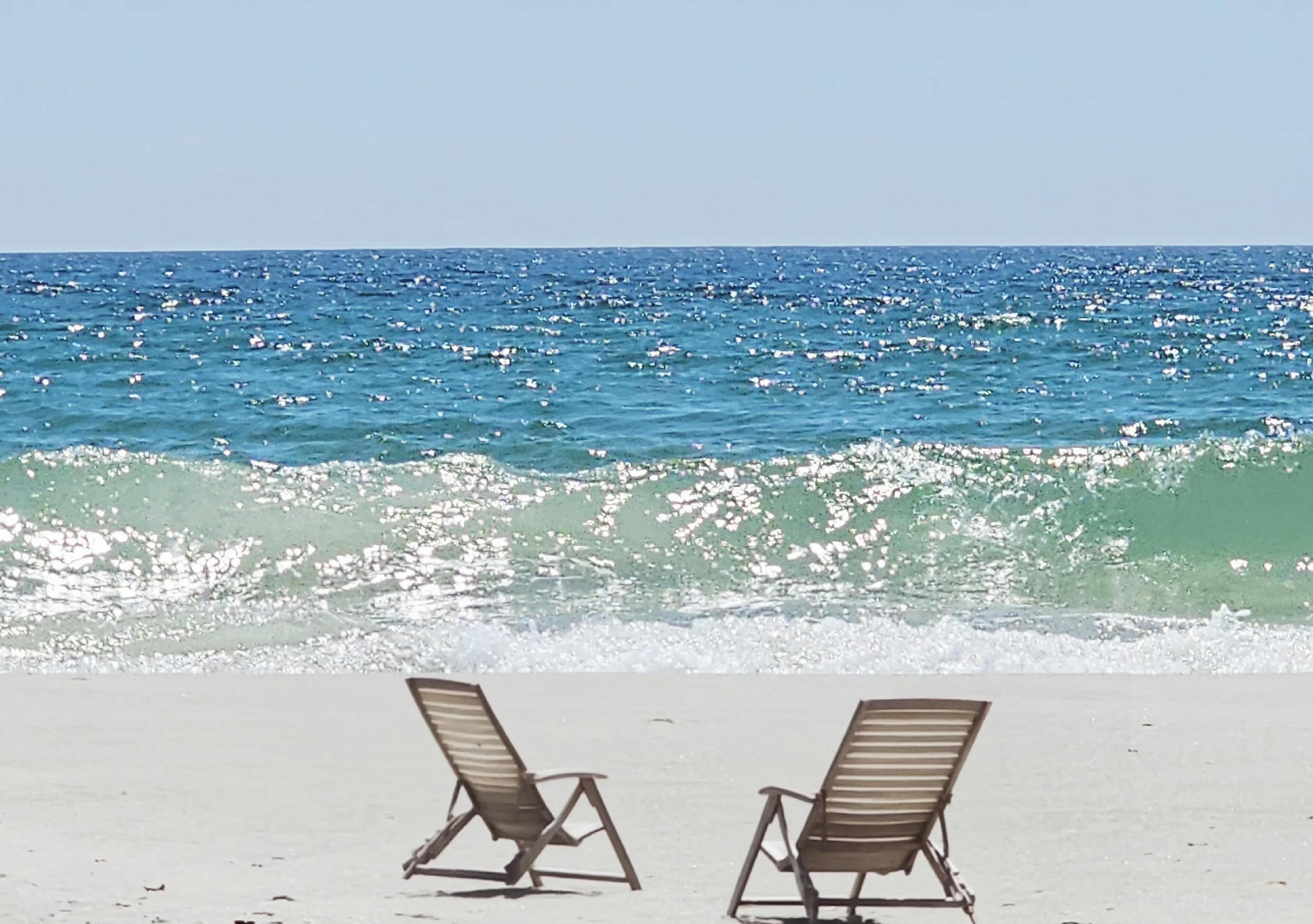 Beach nearby, sun loungers