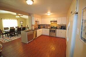 Toaster, blender, dining tables