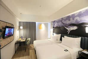 ห้องดีลักซ์ทวิน | ห้องน้ำ | ฝักบัว, ของใช้ในห้องน้ำฟรี, ไดร์เป่าผม, รองเท้าสวมภายในห้อง