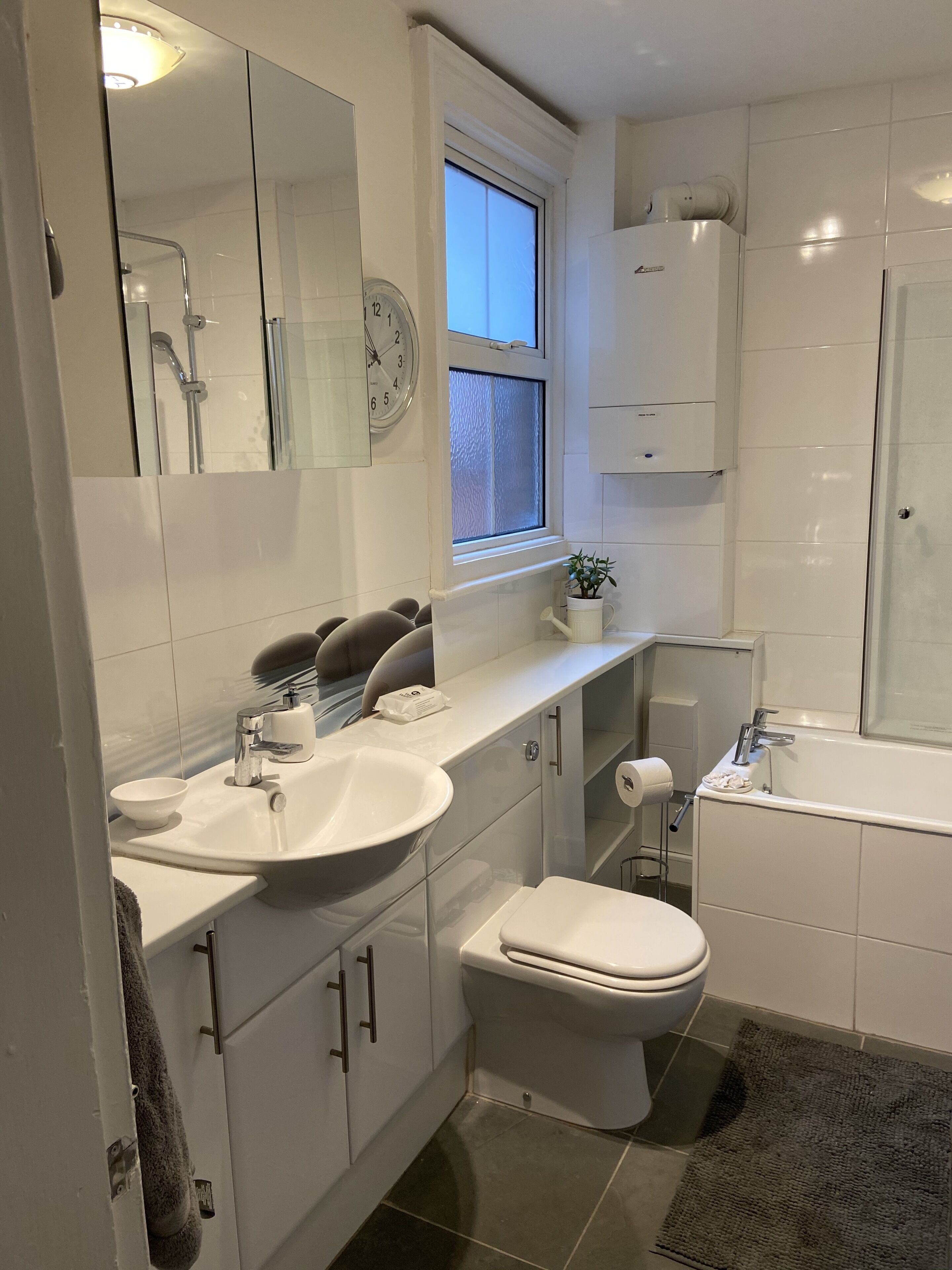 Shower, free toiletries, hair dryer, slippers
