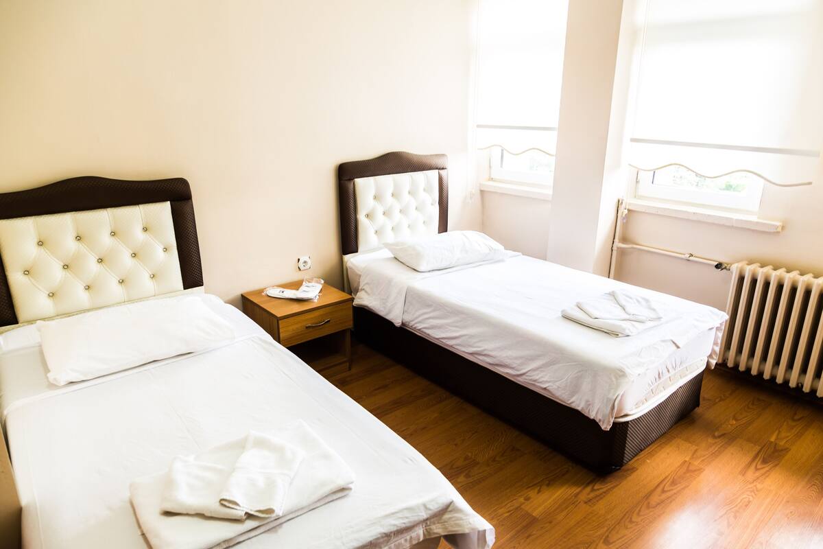 Habitación básica con 2 camas individuales | Ropa de cama de alta calidad, escritorio, wifi gratis