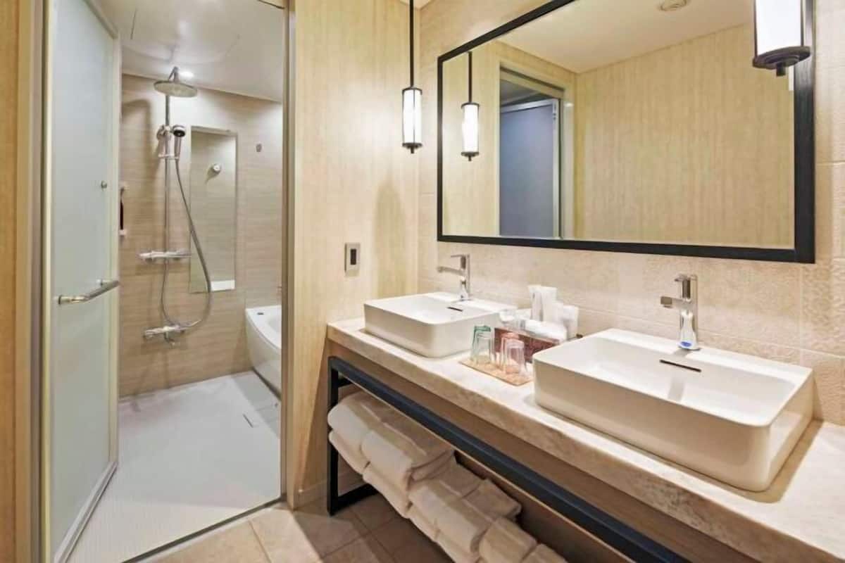 Kostenlose Toilettenartikel, Haartrockner, Hausschuhe, Bidet