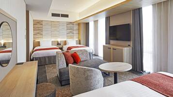 Deluxe Triple Room, Non Smoking, City View | Down comforters, in-room safe, desk, laptop workspace