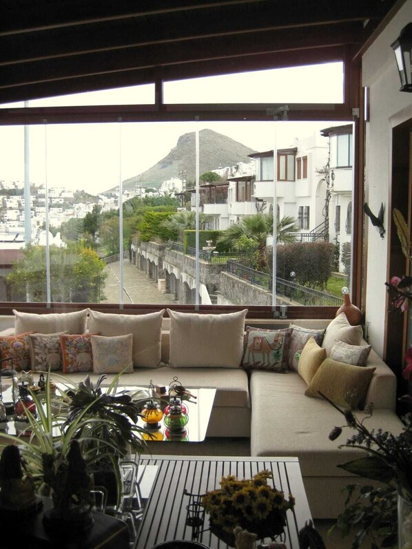 Villa, 4 Bedrooms, Sea View | Living room | LCD TV - BO076 by Villaofsummer (Mugla)