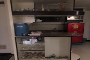 Kühlschrank, Mikrowelle, Ofen, Herdplatte