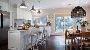 Fridge, microwave, coffee/tea maker, toaster