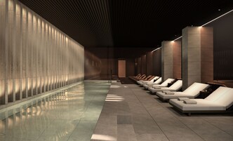 Un sauna, una bañera de hidromasaje, baño turco, baño turco/hammam