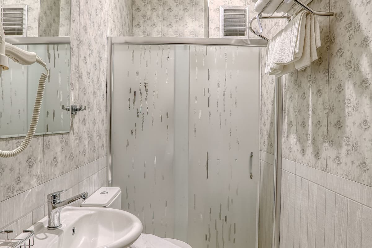 shower, free toiletries, hair dryer, bathrobes