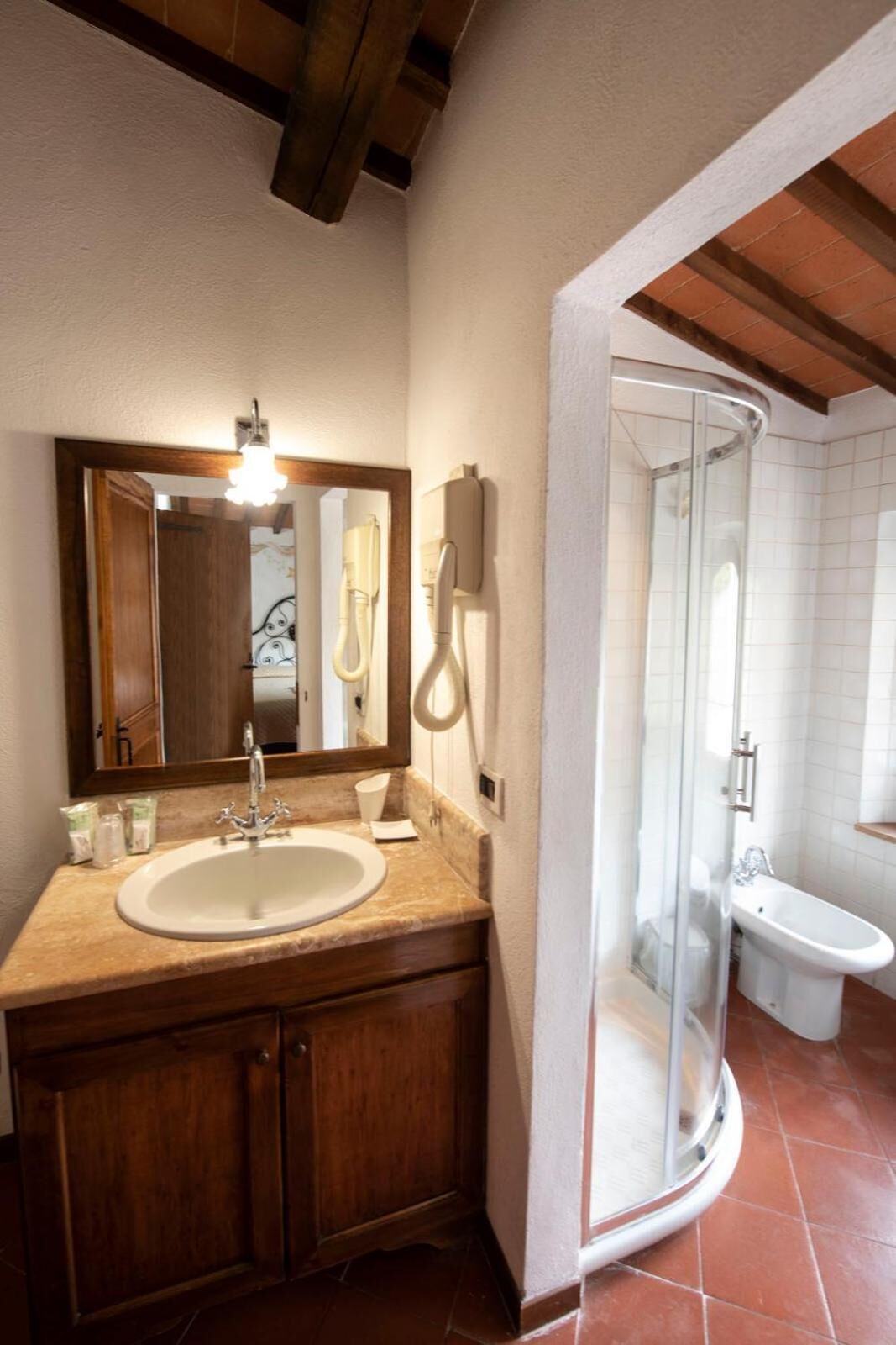 shower, free toiletries, hair dryer, bidet