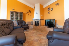 Smart-TV, Kamin, Tischfußball, Bücher