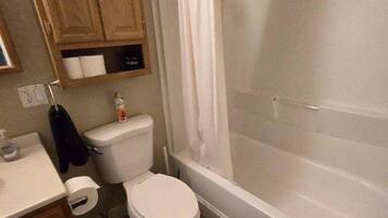 Duschwanne, Haartrockner, Handtücher