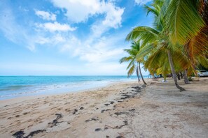 Plage, chaises longues, serviettes de plage