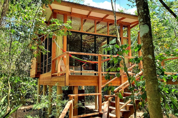 Superior-træhus - 1 kingsize-seng - udsigt til have (Gumbo Limbo & Guanacaste) | Senge med topmadrasser, pengeskab på værelset, individuelt design