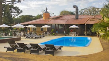 Indoor pool, outdoor pool, sun loungers