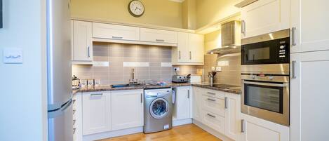 Fridge, microwave, oven, toaster