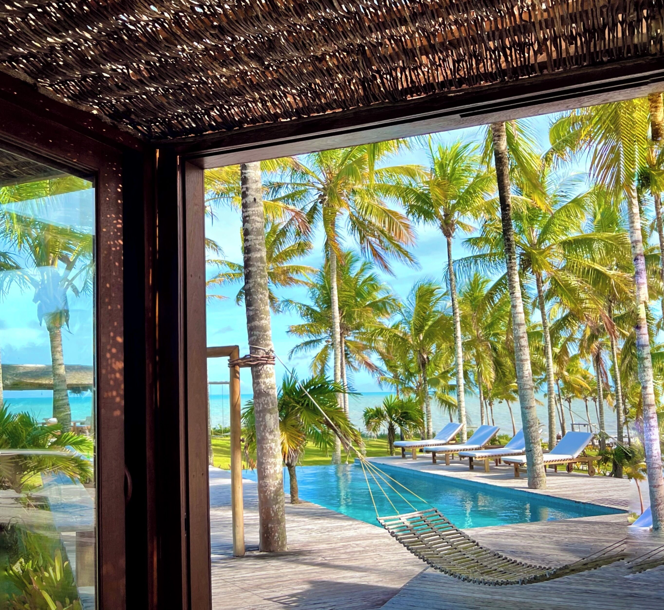 Outdoor pool, sun loungers