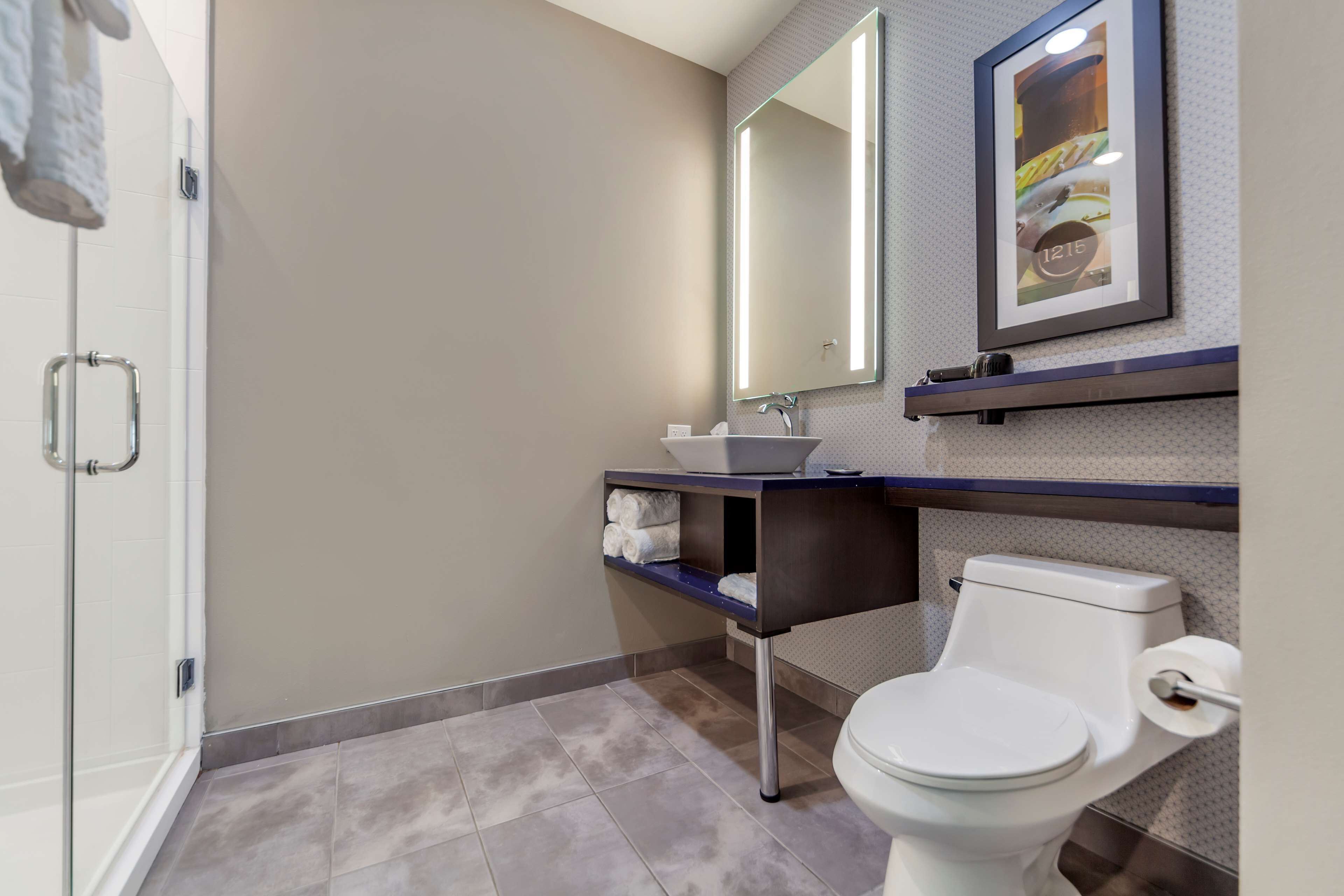 shower, rainfall showerhead, free toiletries, hair dryer