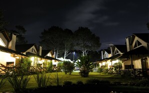 Stunning hotel grounds with beautifully maintained gardens and unique architectural features.