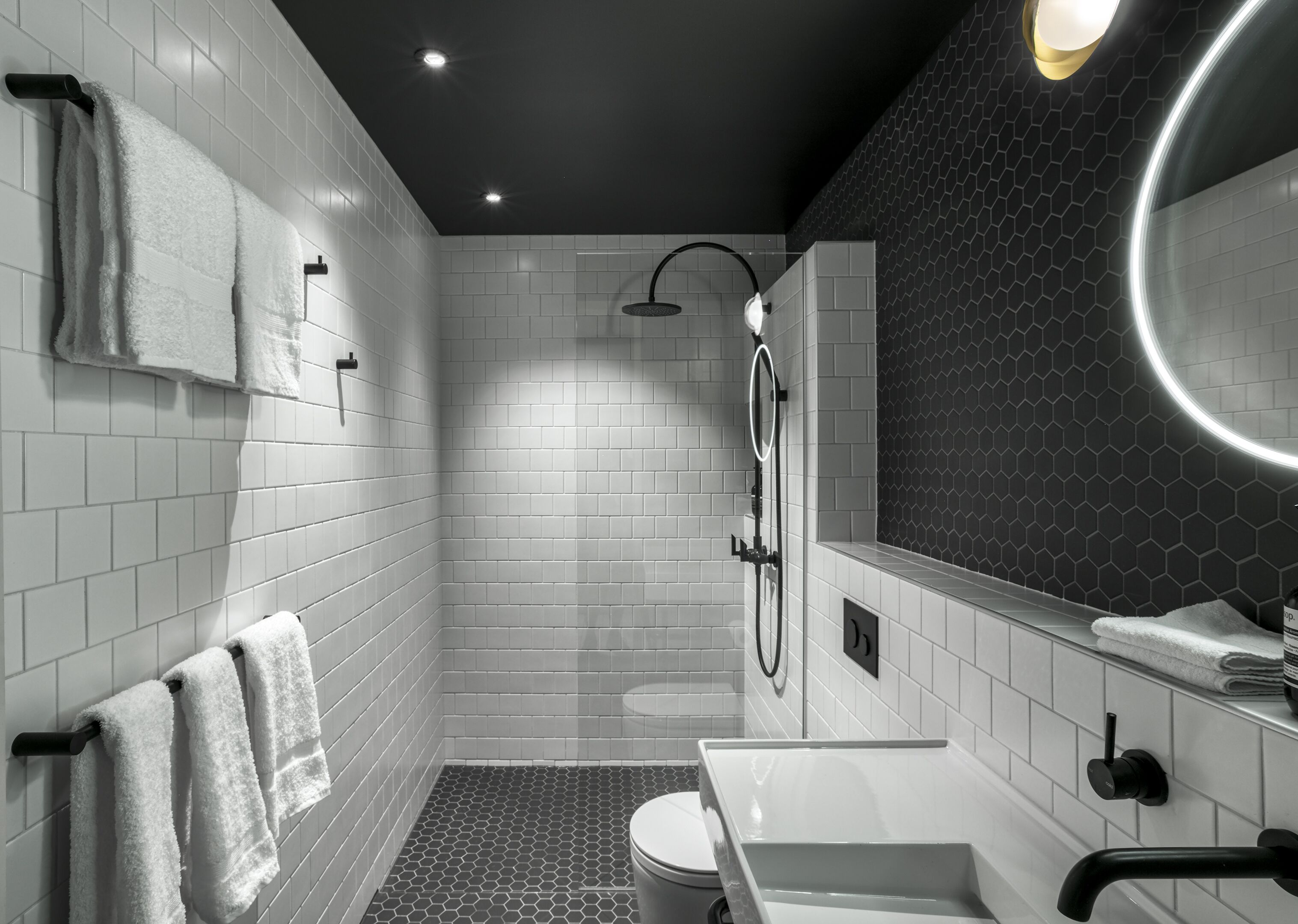 homestead | bathroom | shower, rainfall showerhead, designer toiletries, hair dryer