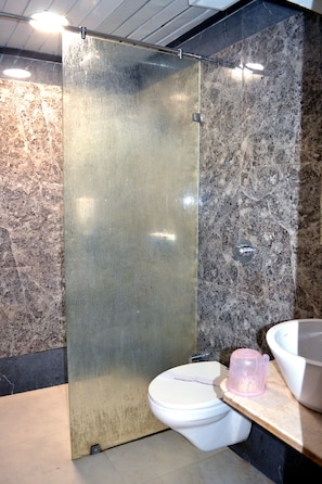 Family Room | Bathroom | Shower, rainfall showerhead, towels