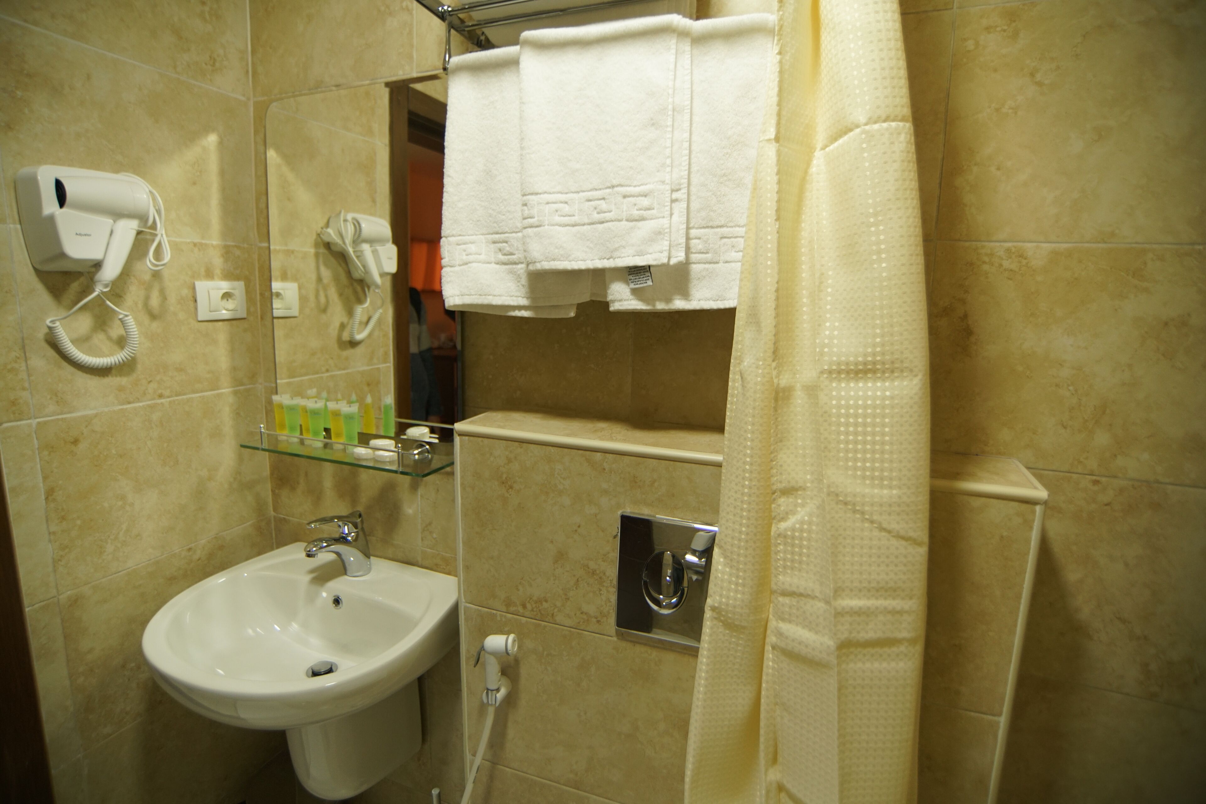 shower, free toiletries, hair dryer, bidet