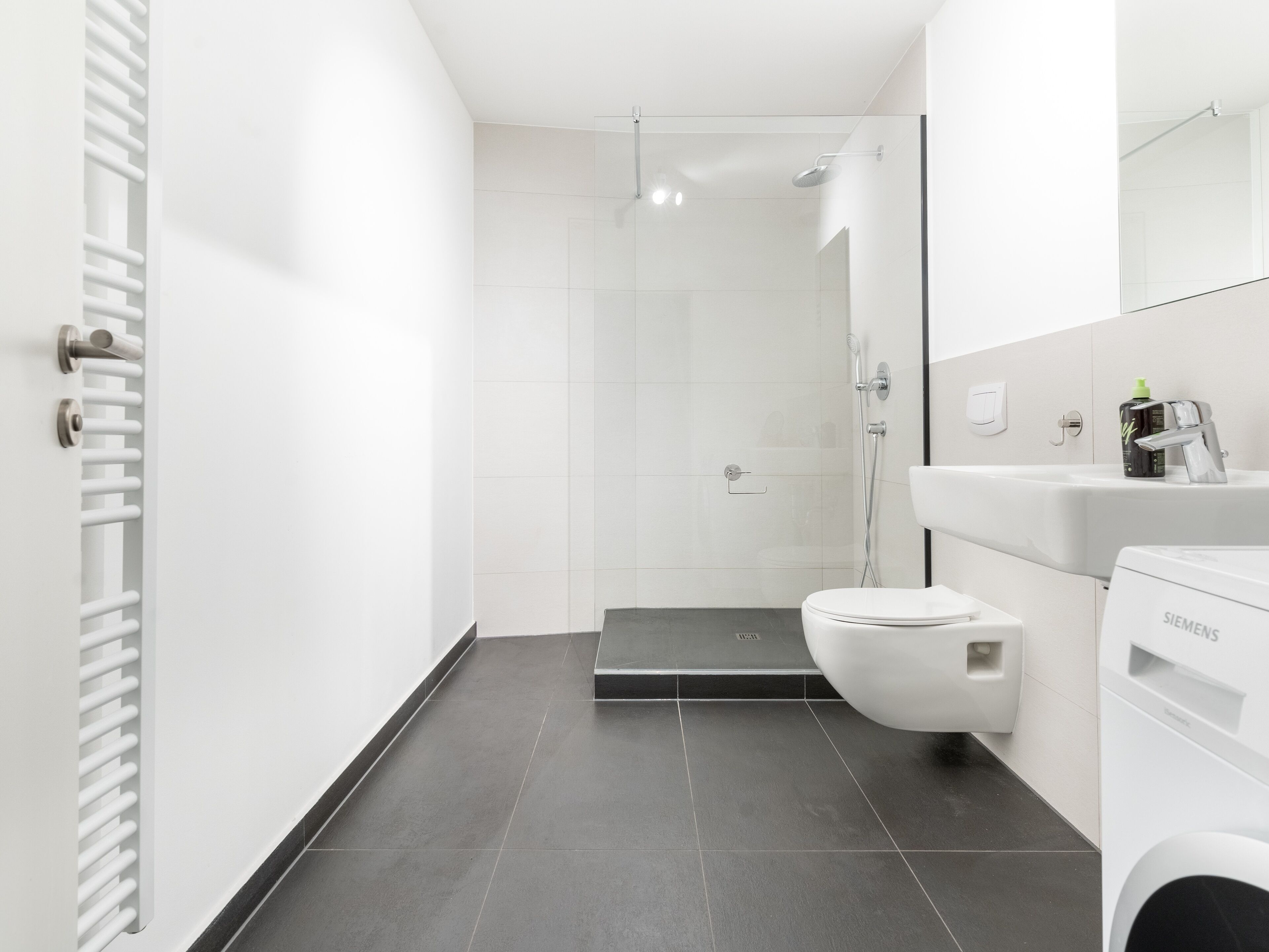 Suite, 1 cama Queen size y sofá cama, vista al patio (limehome Leipzig Jahnallee | Suite L ) | Baño | Regadera, amenidades de baño gratuitas, secadora de cabello, toallas 