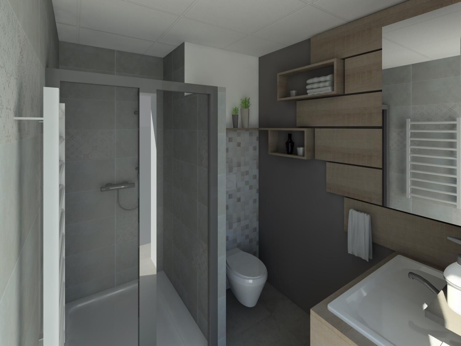 Shower, free toiletries, towels, toilet paper