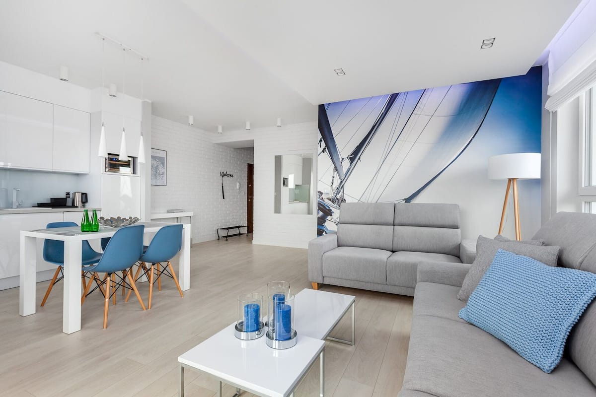 Superior Apartment | Living area | 55-inch LED TV with cable channels, TV