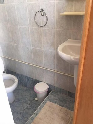 Talo | Kylpyhuone | Suihku, hiustenkuivaaja, pyyhkeet, vessapaperi