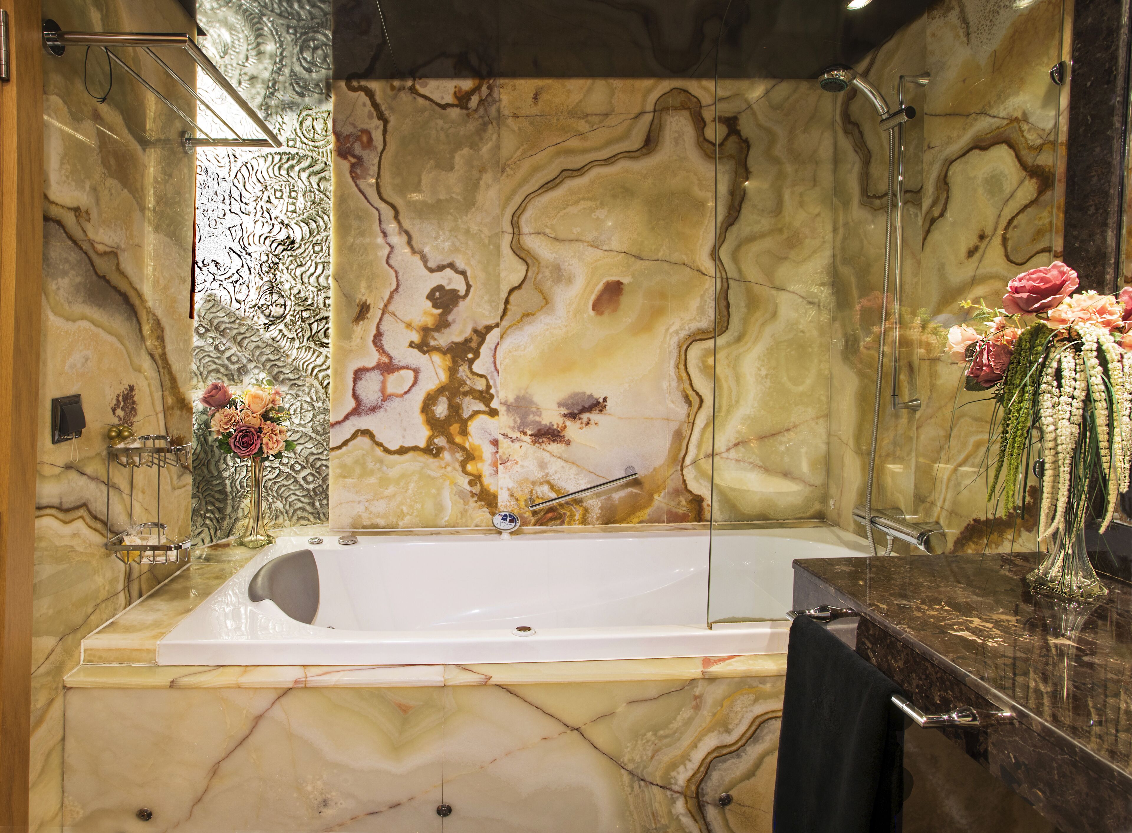 free toiletries, hair dryer, dressing gowns, slippers