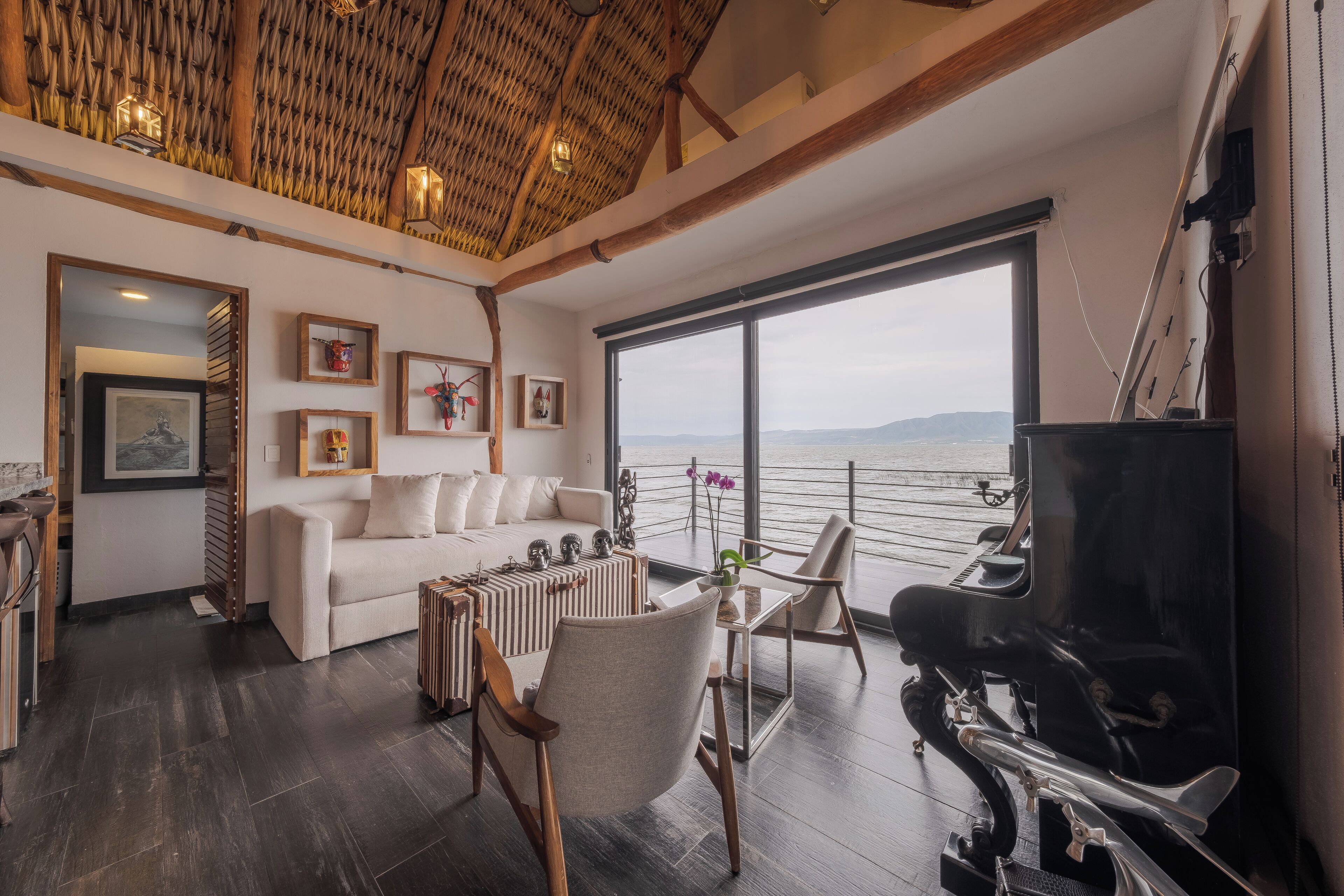 Luxury Cabin, Lake View | Living area | 55-inch Smart TV with digital channels, Netflix, streaming services