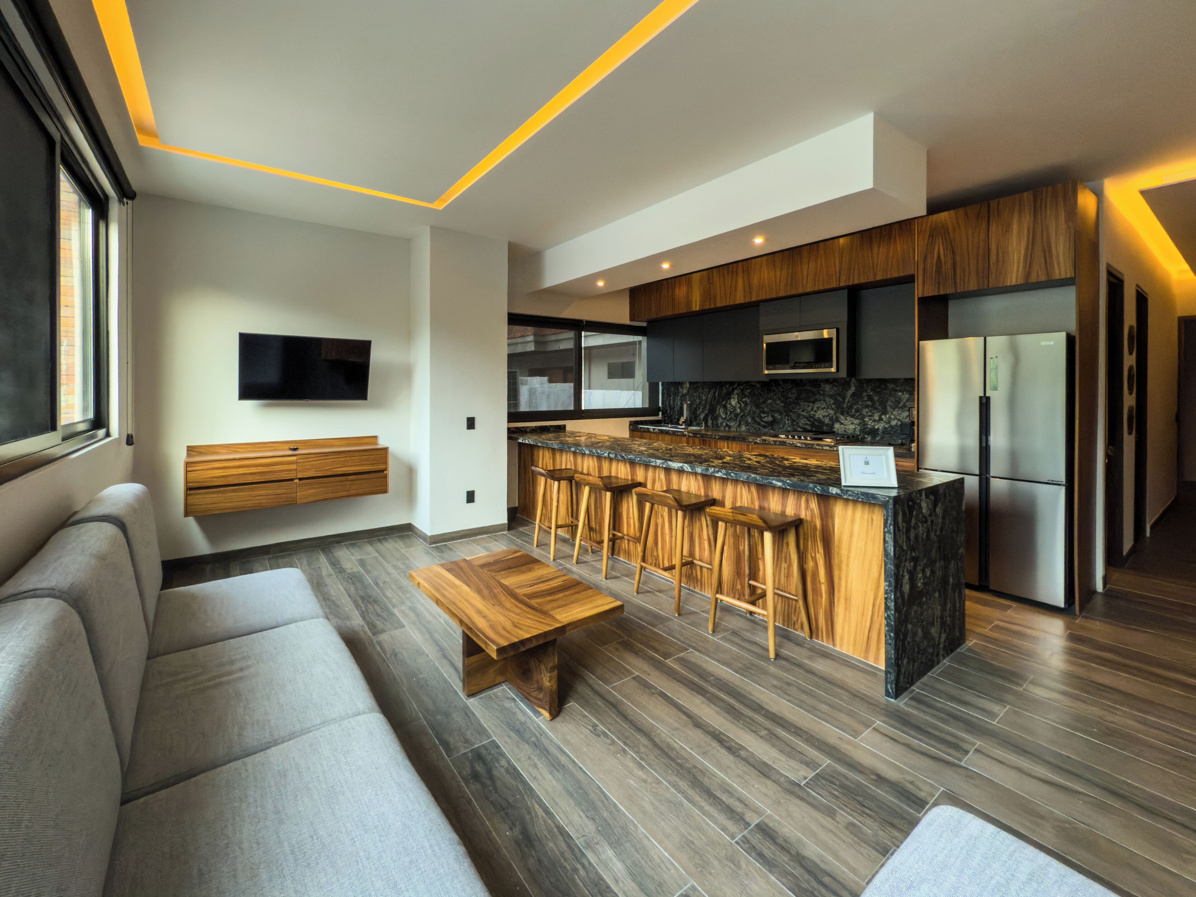 luxury studio suite | private kitchen | mini-fridge, espresso maker, griddle, cookware/dishes/utensils