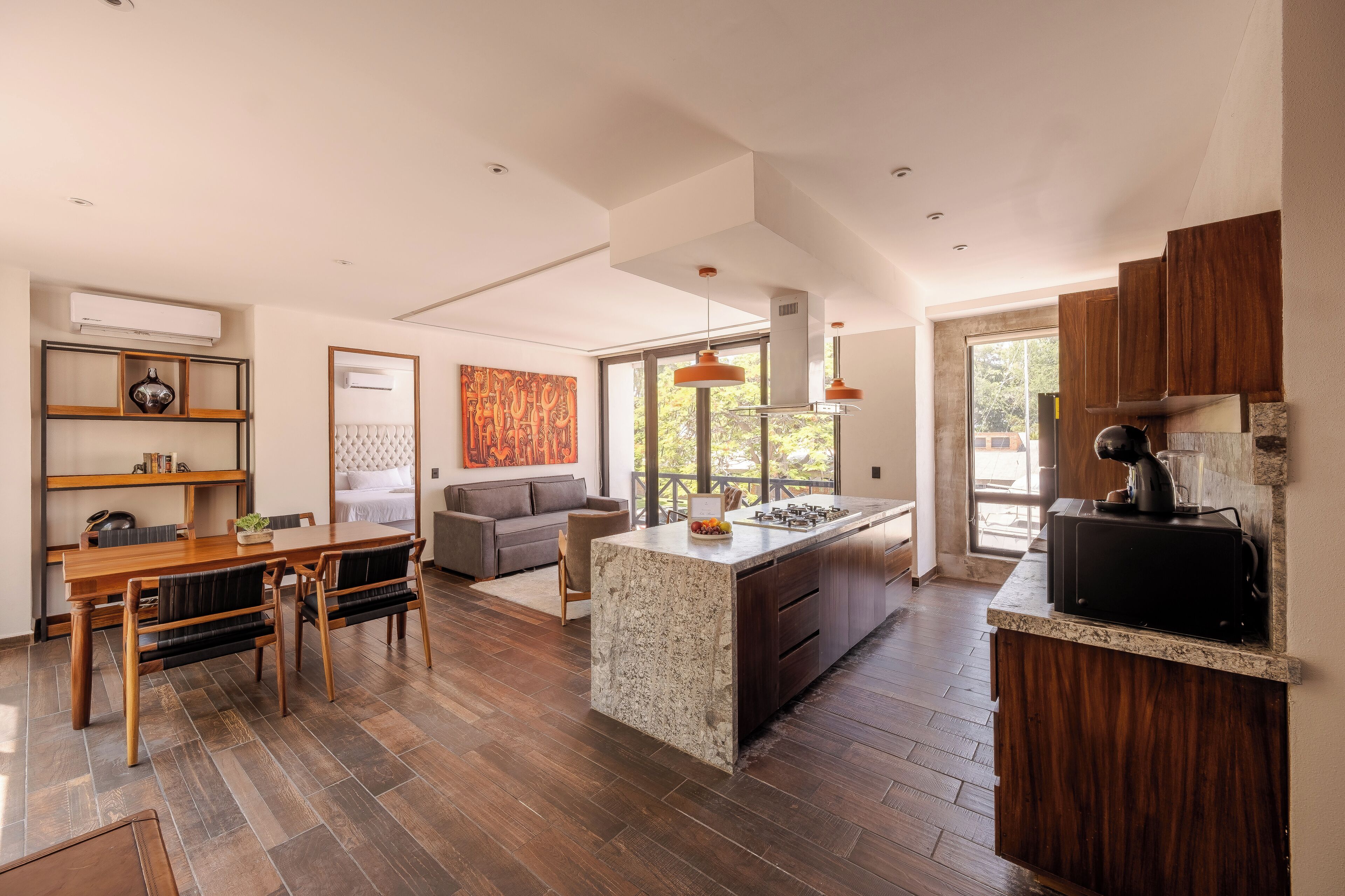 luxury studio suite | living area | 55-inch smart tv with digital channels, netflix, streaming services