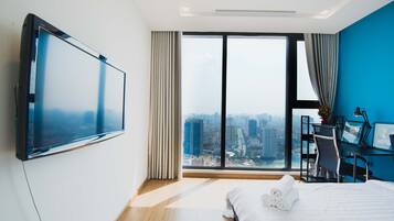 Apartamento, 2 habitaciones | 1 dormitorio, decoración individual, mobiliario individual y escritorio