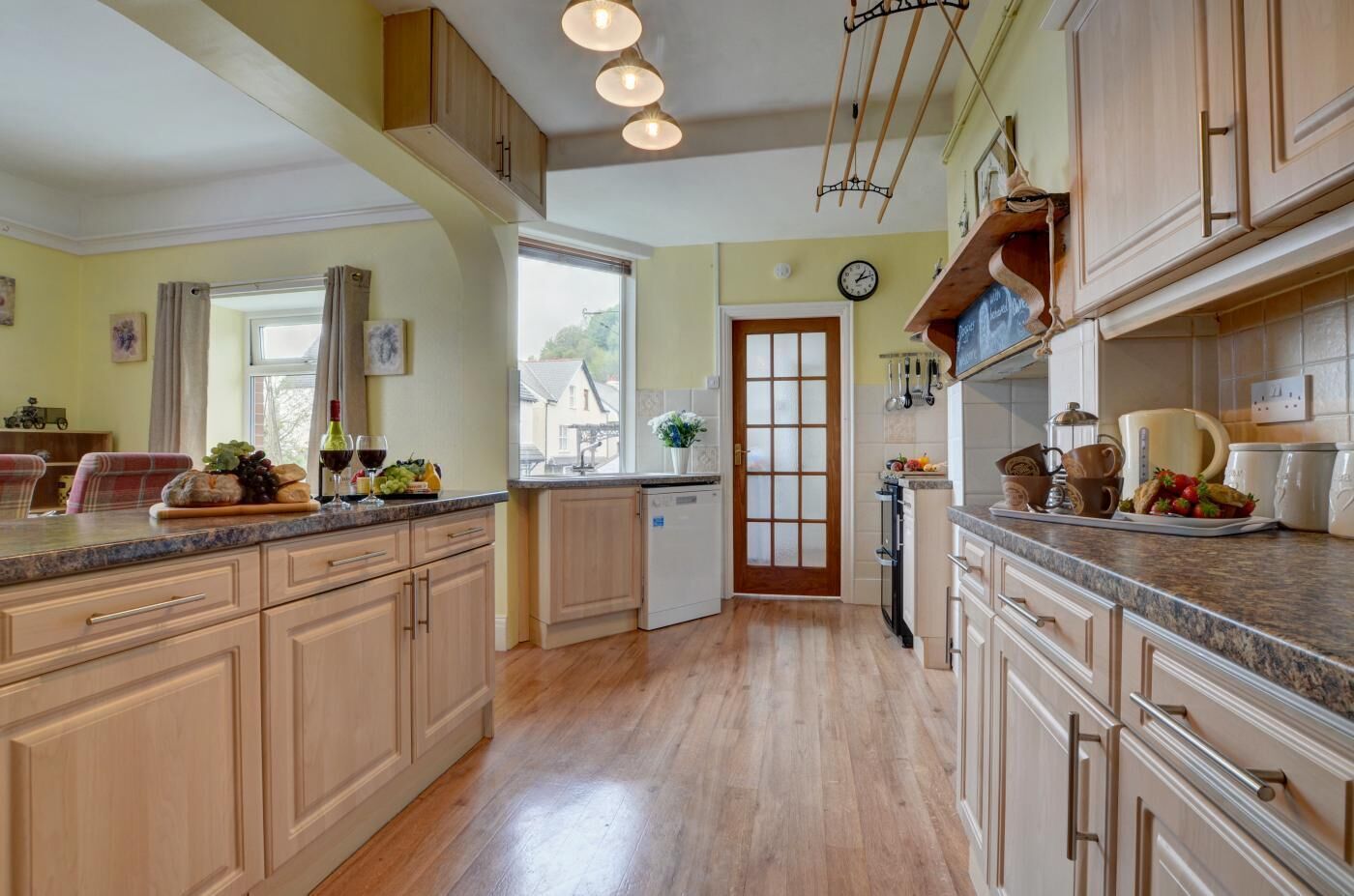 Microwave, oven, dishwasher, high chair