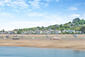A coastal beach with boats, houses, and a hilly background. - 2 Bed in Appledore (oc-hide1) (Appledore)