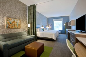 Desk, laptop workspace, free WiFi, bed sheets